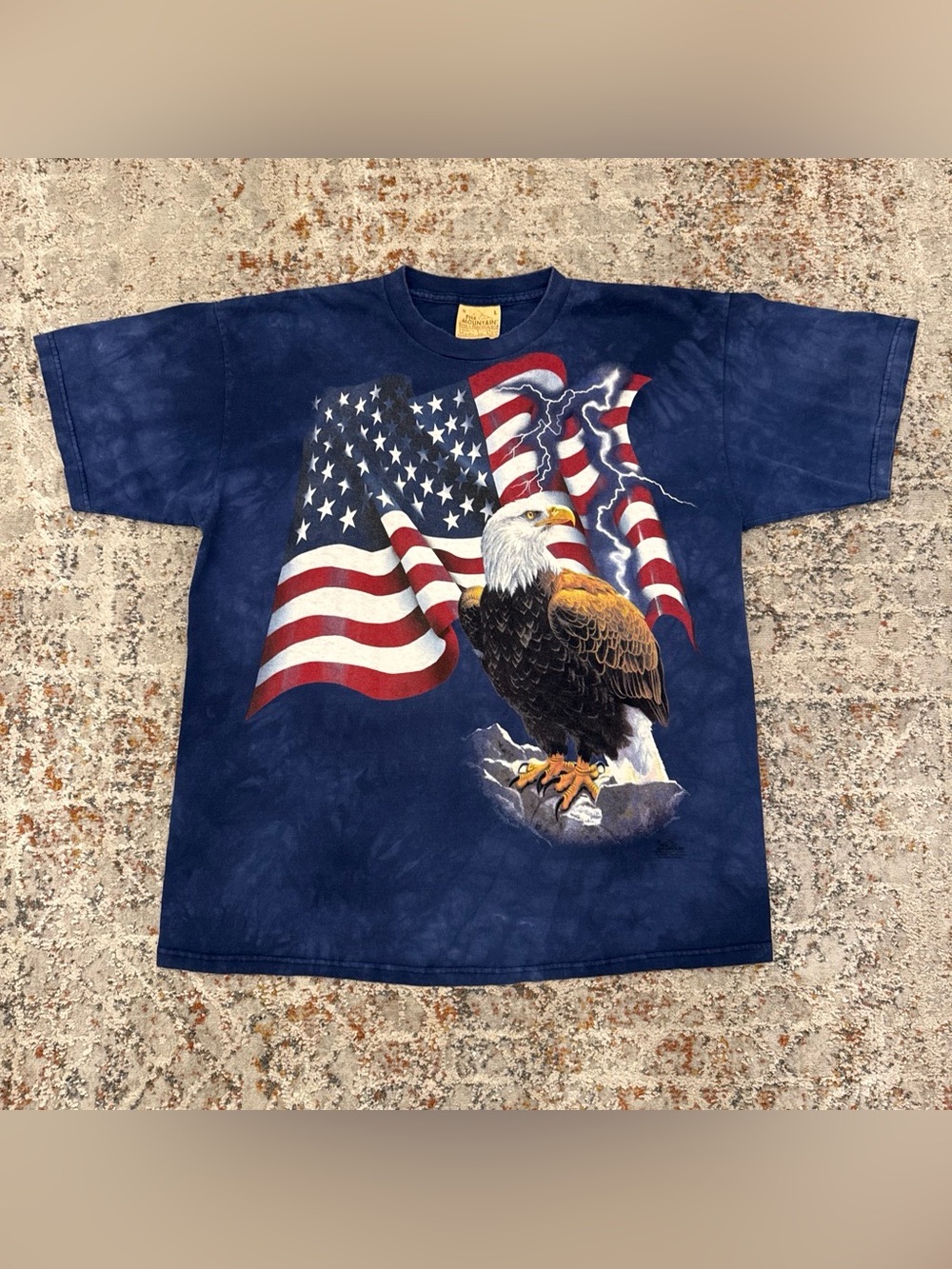VTG 2001 The Mountain Bald Eagle American Flag Tie Dye T-Shirt Size Large